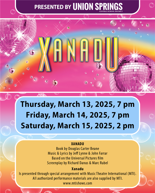 Union Springs to Present High-Energy Musical Xanadu