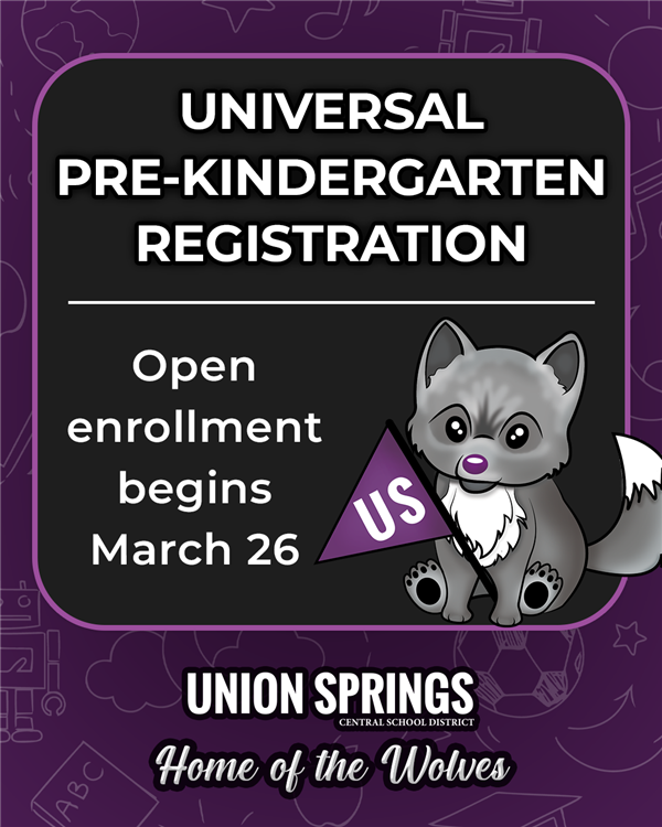 Union Springs CSD Universal Pre-Kindergarten Registration Opens Soon!